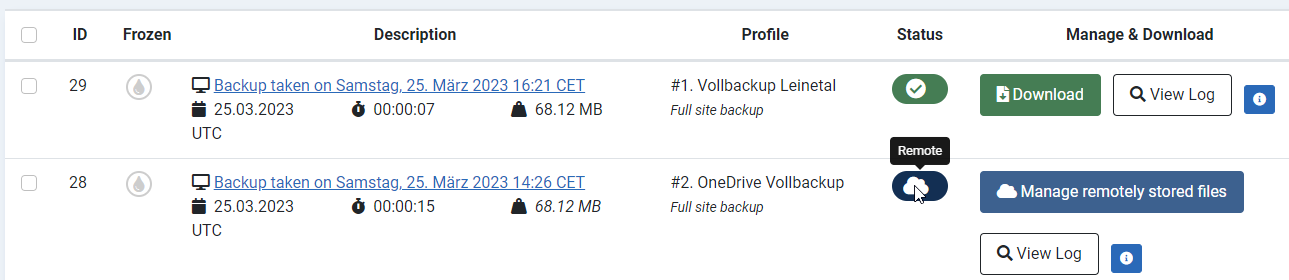 Backup Profile